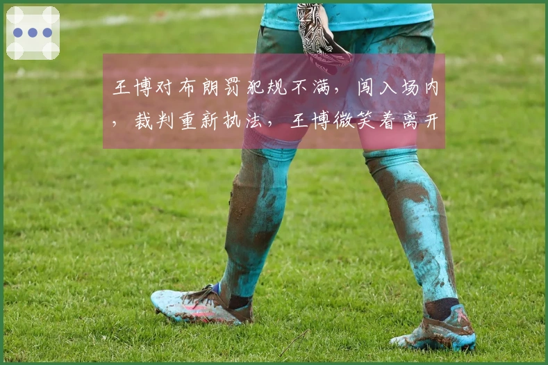 王博对布朗罚犯规不满，闯入场内，裁判重新执法，王博微笑着离开